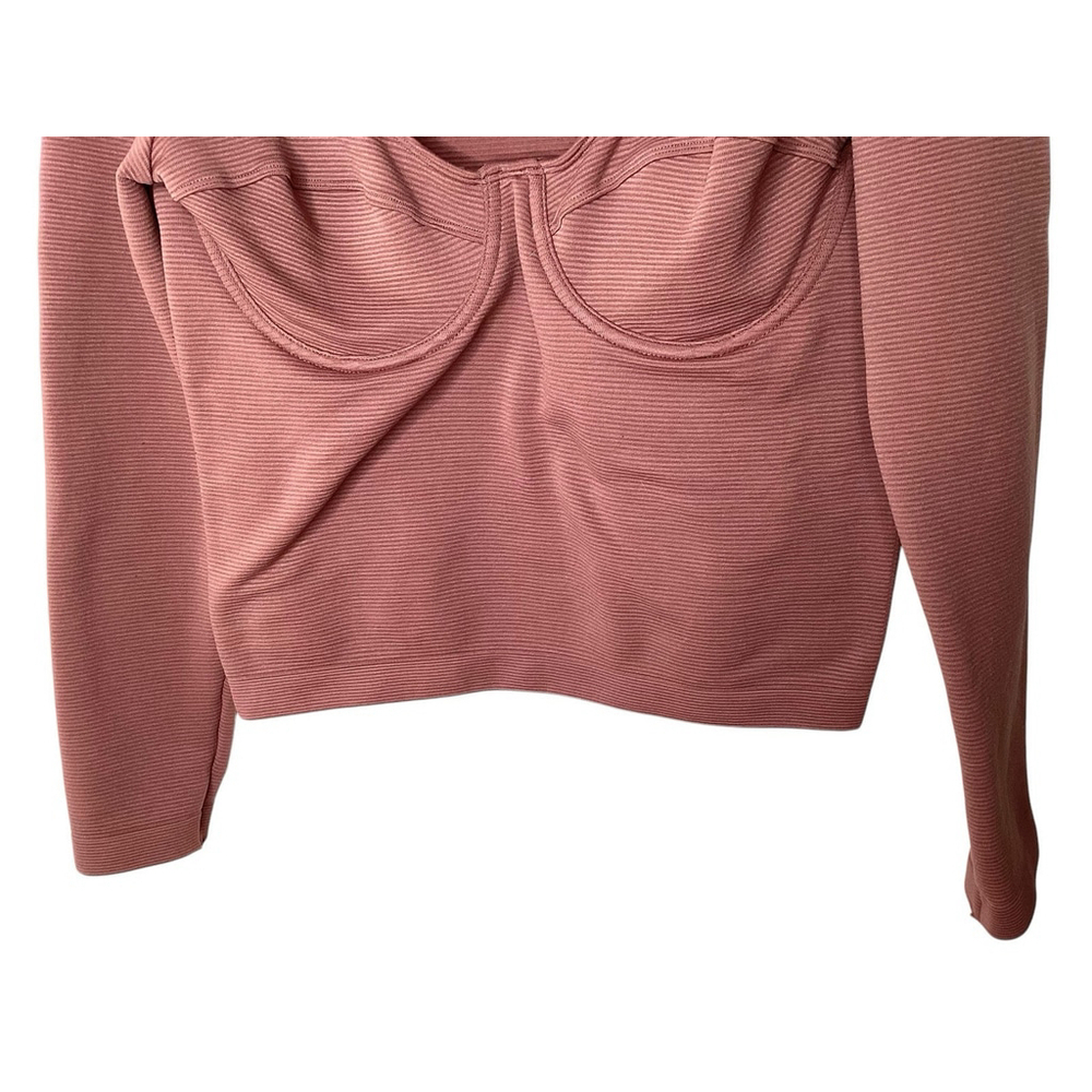 Victoria's Secret Corset Top Sz XL Pink Cropped Stretchy Built-in Underwire Bra - Picture 6 of 9